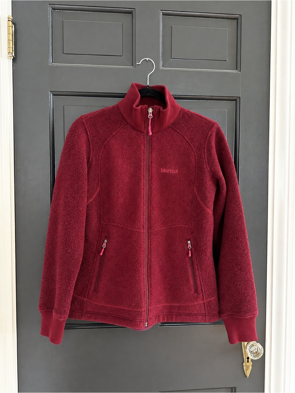 Marmot Women’s Burgundy Full Zip Fleece Jacket Mock Neck Size M